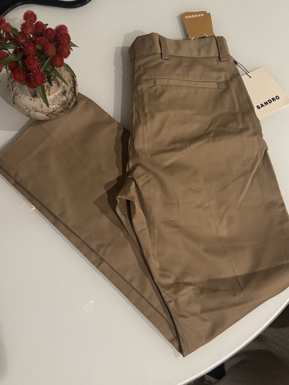 Sandro Paris Men's Khaki Straight Leg Casual Dress Pants - 32” x 32”